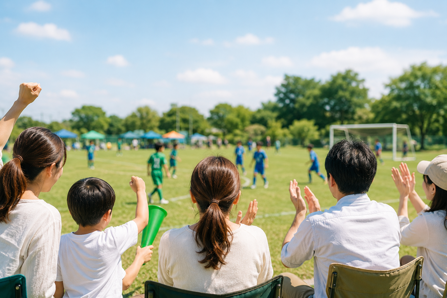 子どもたちの試合を応援する様子